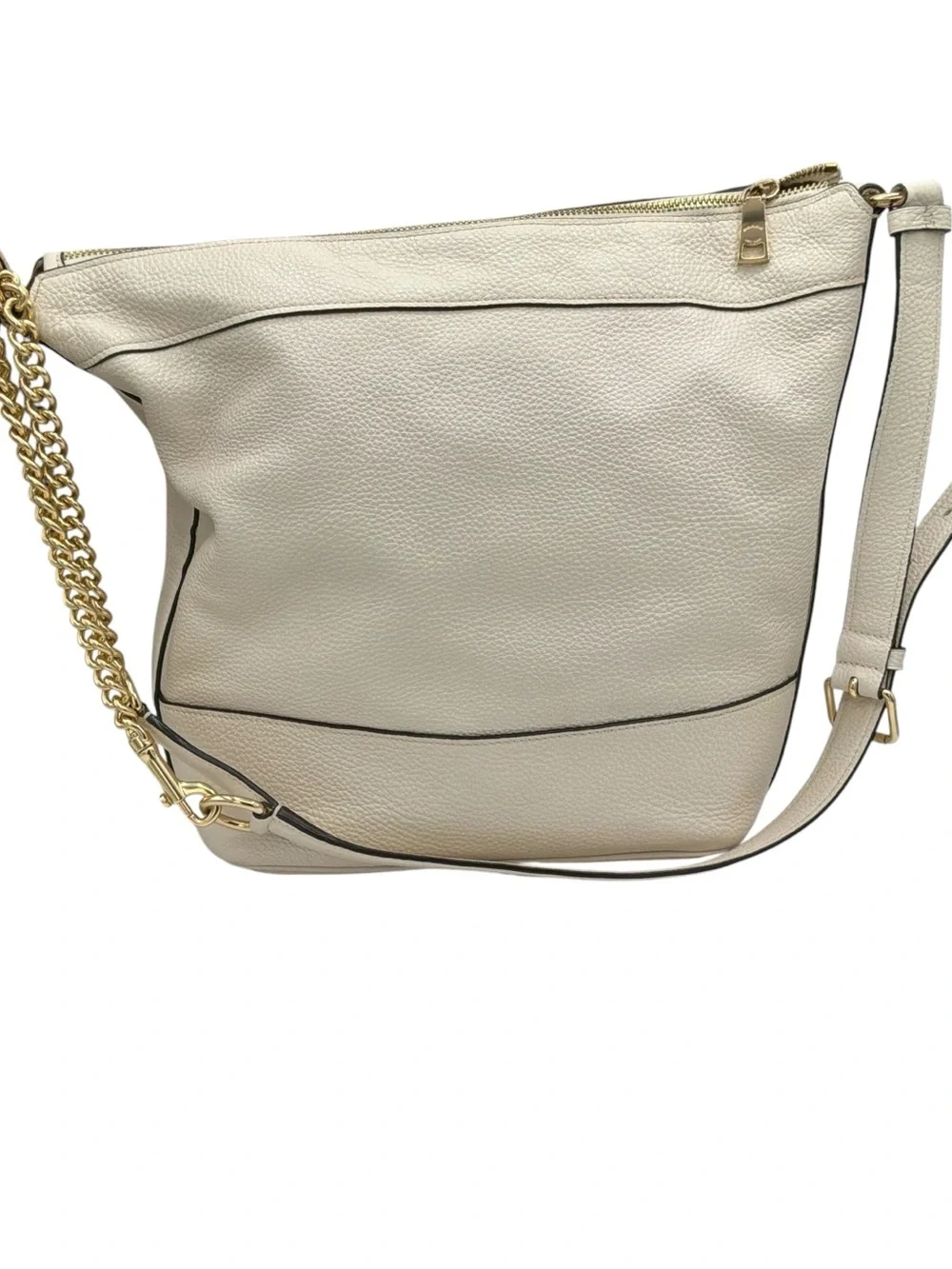 Coach Cream Pebbled Leather Paxton Duffle Shoulder Bag with Gold Hardware